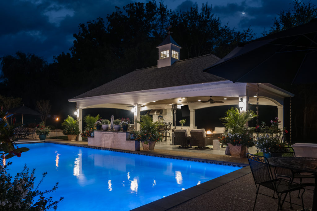Outdoor design evening pool
