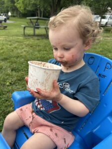 Boy eating ice cream