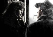 A film noir detective and woman